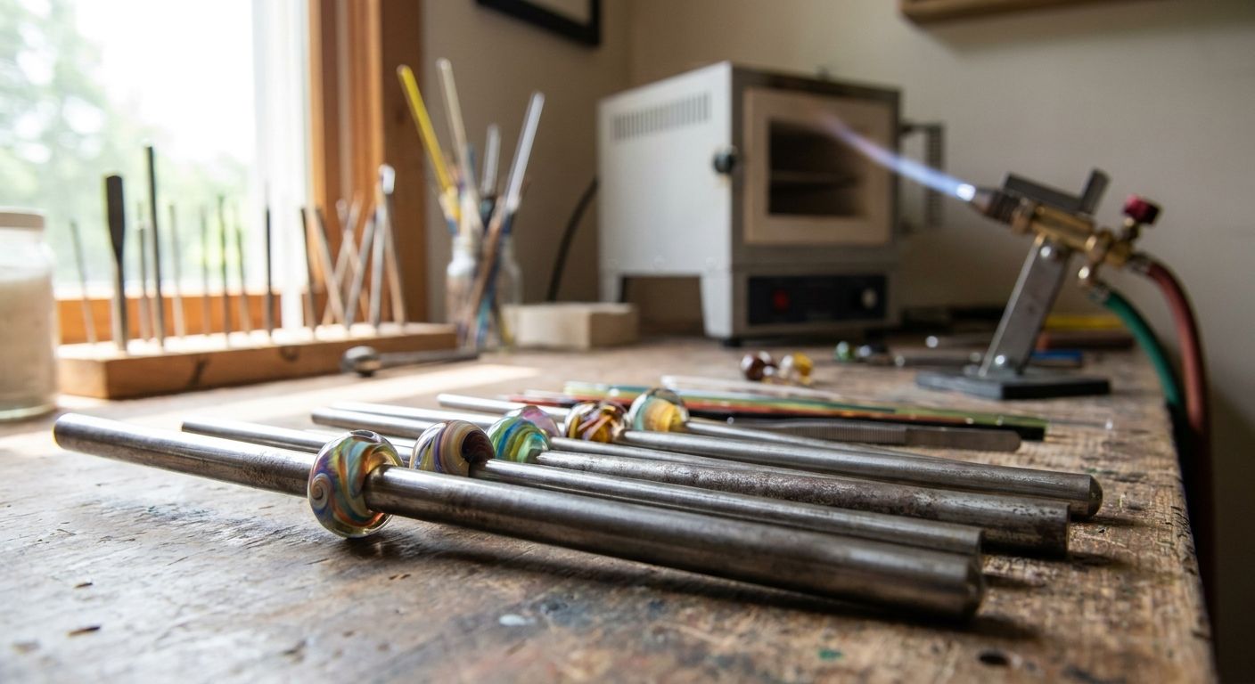 Glass bead mandrels for lampwork kiln artists