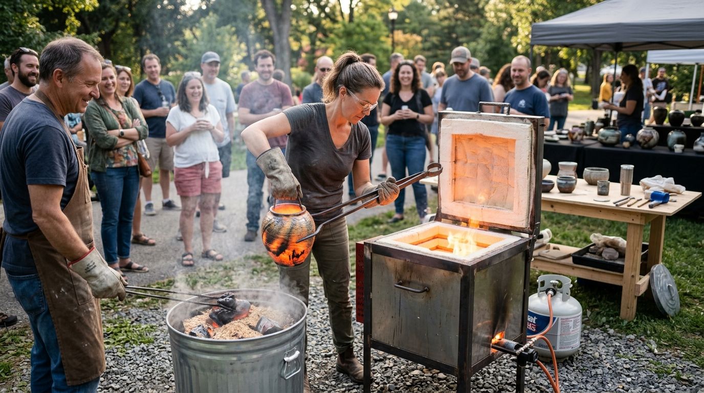 Raku kilns for outdoor community firing events and festivals