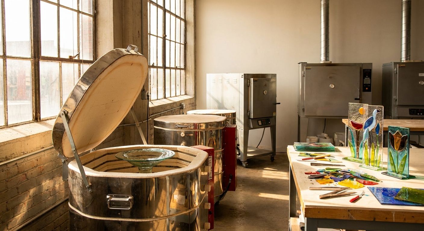 Kilns for glass slumping birdbath and yard art makers