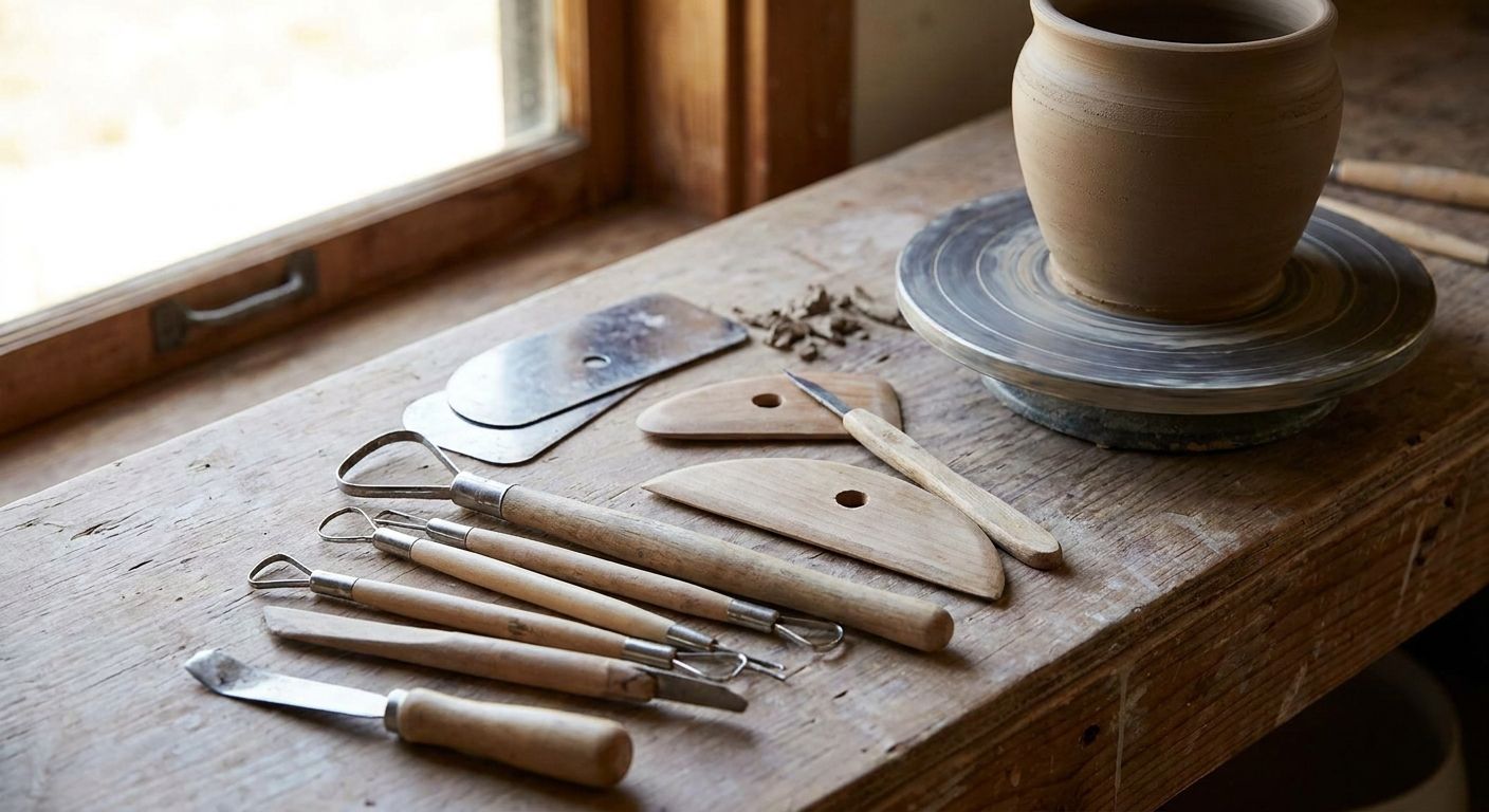 Trimming tools for wheel throwing potters