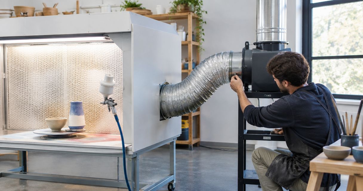 How to connect a glaze spray booth to your studio exhaust