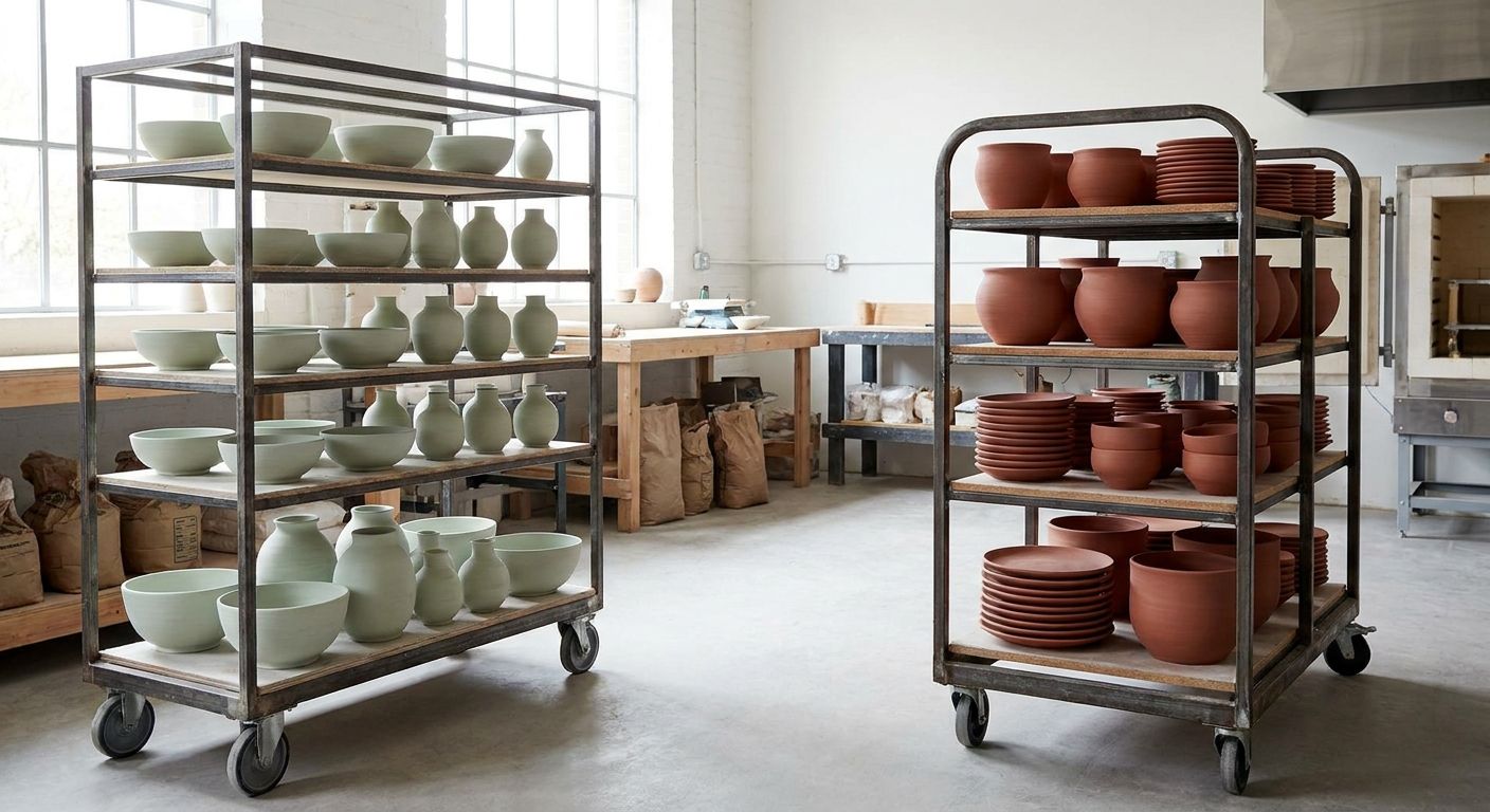 Ware carts for bisqueware and greenware storage