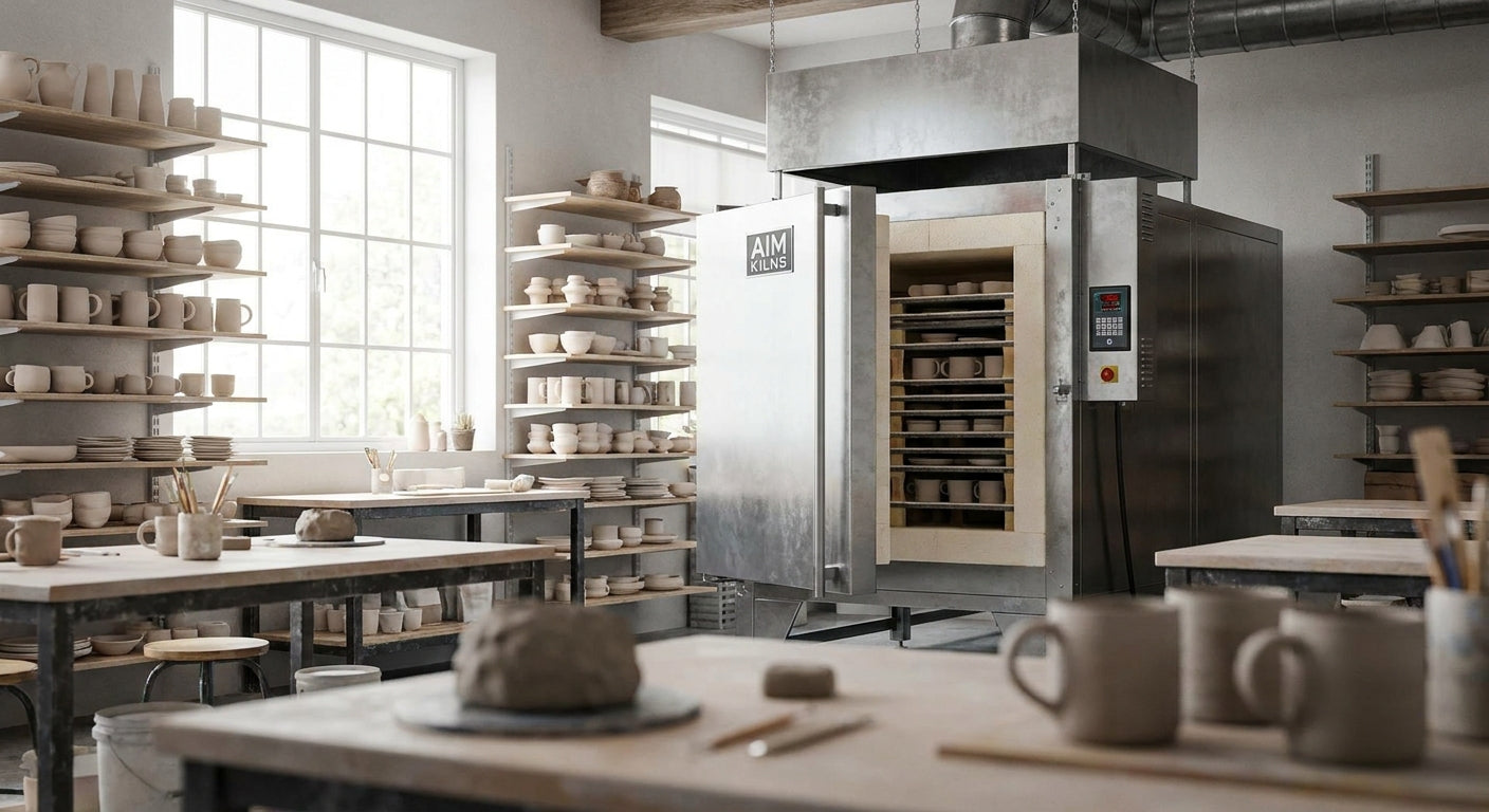 Aim kilns for production ceramics studios