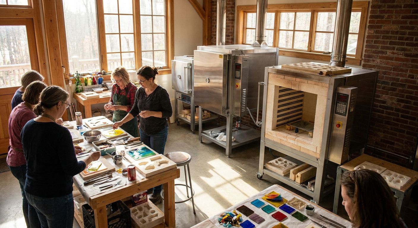 Kilns for glass fusing retreats and workshop weekends