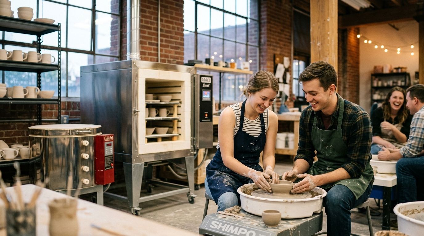 Kilns for pottery studios hosting date-night wheel-throwing events